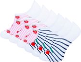 6 paar meisjes Footies - Aardbei-Kers - Strepen - Maat 27-30