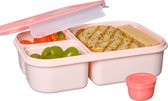 Lock&Lock Lunchbox - Bento Box - Broodtrommel - Salade lunchbox - Met 3 Compartimenten | Vakjes - Met Dressing | Saus Bakje - Volwassenen en Kinderen - To Go - Lekvrij - BPA vrij - 980 ml - Roze