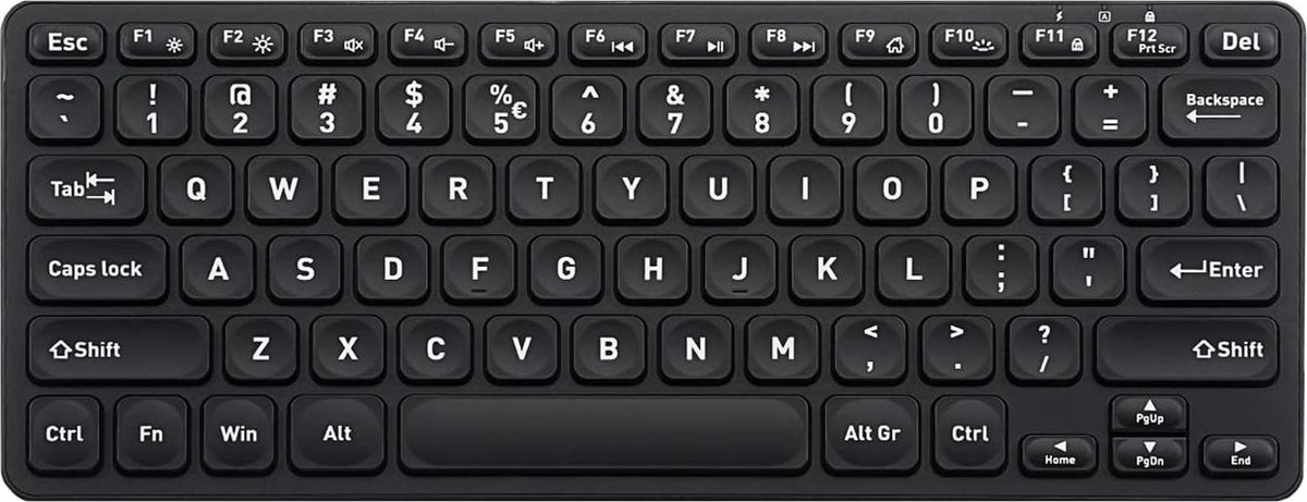 Perixx Periboard 732B Compact draadloos toetsenbord met grote letters en Backlight - Oplaadbare accu - Concave Scissor toetsen - Zachte klik - QWERTY/US - 70% toetsenbord
