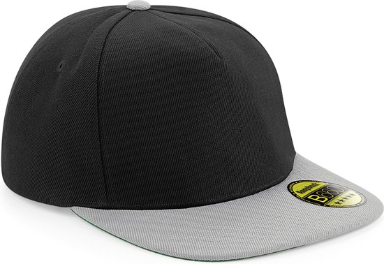 Beechfield Original Flat Peak Snapback Zwart - Grijs