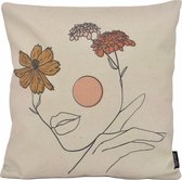 Sierkussen Face Flower - Outdoor/Buiten Collectie | 45 x 45 cm | Katoen/Polyester