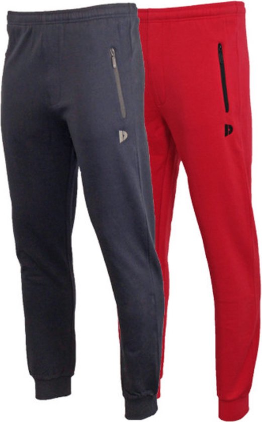 2-Pack Donnay - Joggingbroek met elastiek (Jack) - Sportbroek - Heren - Navy/Red (461) - maat S