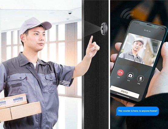 Draadloos WIFI Home-Locking buiten videofoon met binnen scherm voor inbouw kijkgat deur App Smart life T-2100. van Smart Life — afbeelding 4