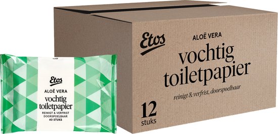 Etos Vochtig toiletpapier – Aloë Vera – 480 stuks (12 x 40) - megabox