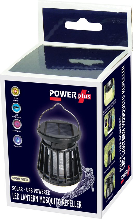 POWERplus Fly Solar USB oplaadbare camping LED lantaarn met ingebouwde electrische muggenvanger - warm wit licht van Powerplus — afbeelding 5