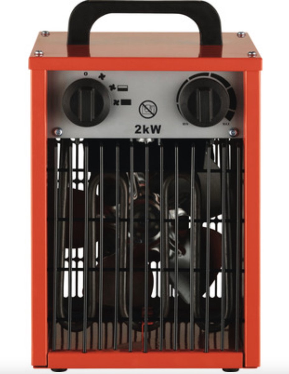 Elektrische werkplaatskachel 2000 Watt rood