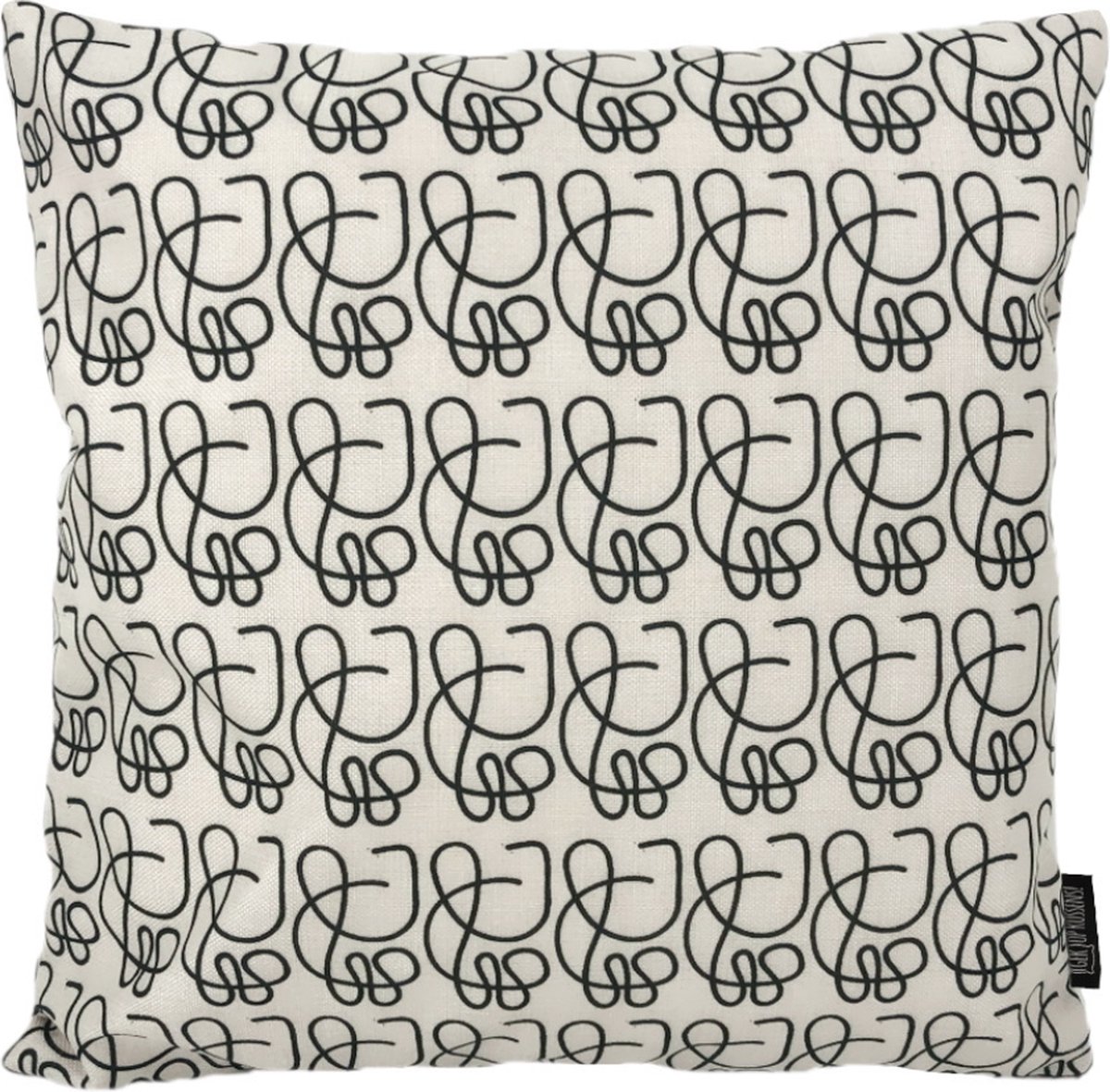 Gek op Kussens! Sierkussen Abstract Lines #2 | 45 x 45 cm | Katoen/Linnen Zwart-Beige