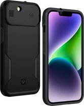 Valenta x Spy-Fy®: iPhone 14 Plus Hoesje met Camera Covers aan Voor- én Achterkant | Beschermt je Privacy en je Camera’s | Hard Kunststof Backcover | Zwart