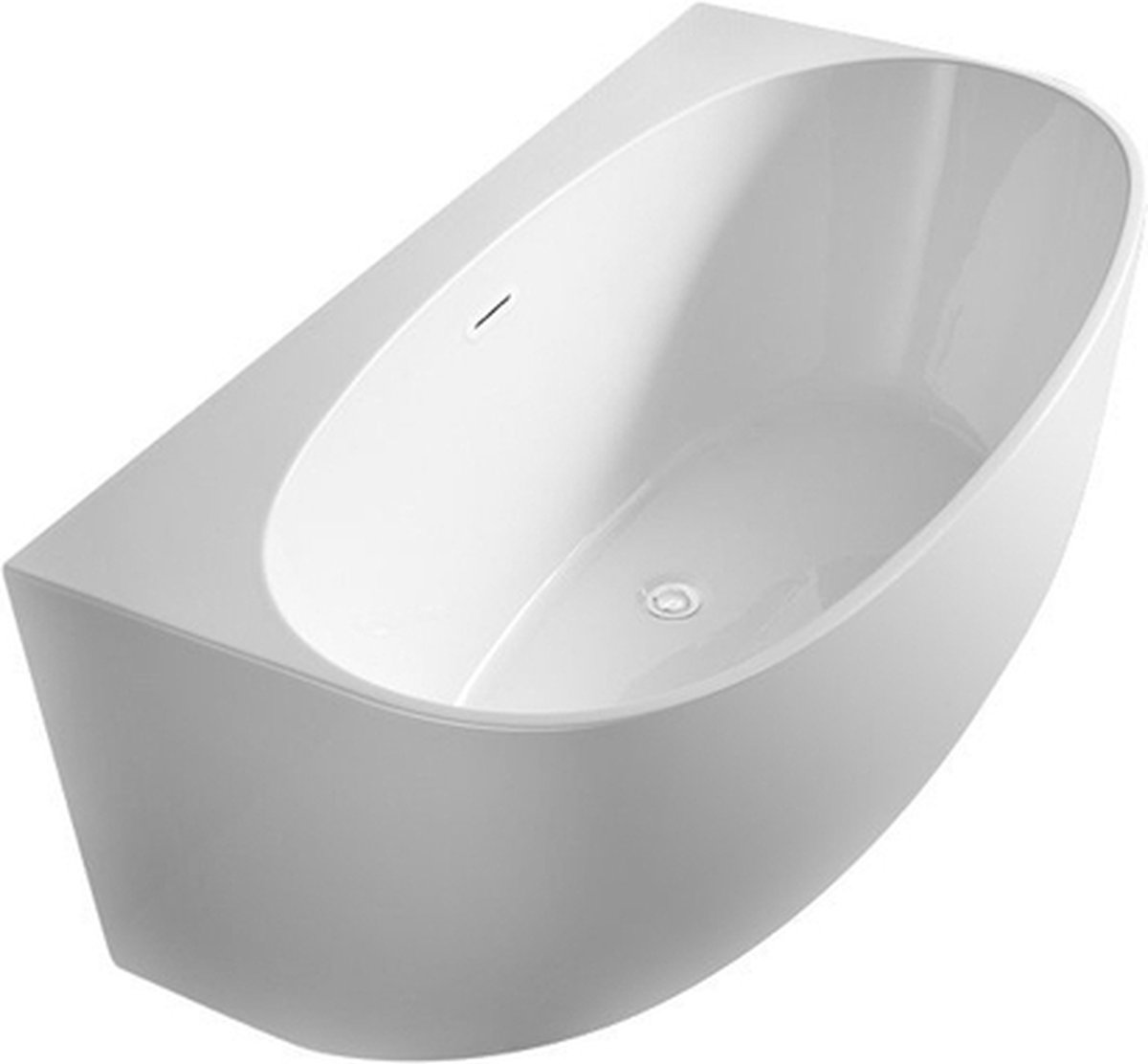 Saniclass back to wall half vrijstaand ligbad met overloop 180x88x58cm wit