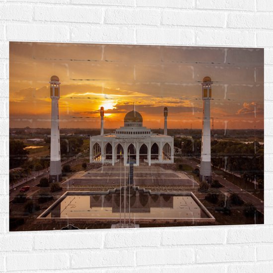 Muursticker - Central Mosque of Songkhla Province in Thailand tijdens Zonsondergang - 100x75 cm Foto op Muursticker