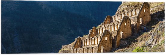 Vlag - Pinkuylluna Ruïne Inca Trail Peru - 90x30 cm Foto op Polyester Vlag