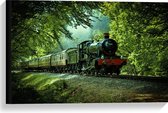 WallClassics - Toile - Train à vapeur sur Rails dans la forêt - 60x40 cm Photo sur toile (Décoration murale sur toile)