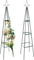 Plantensteun metaal - Set van 2 - Obelisk - 195 x 35 x 35 cm - 18 mm buisdikte - Rankhulp voor klimplanten - Groen - Plantenklimrek voor klimrozen