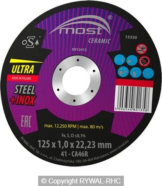 Arebos Snijschijven | Doorslijpschijven 100 stuks | 125mm x 1mm x 22,2mm | geschikt voor staal, roestvrij staal, inox, ijzer, plaatstaal, metaal | vooruit en terug | gecertificeerd door (MPA