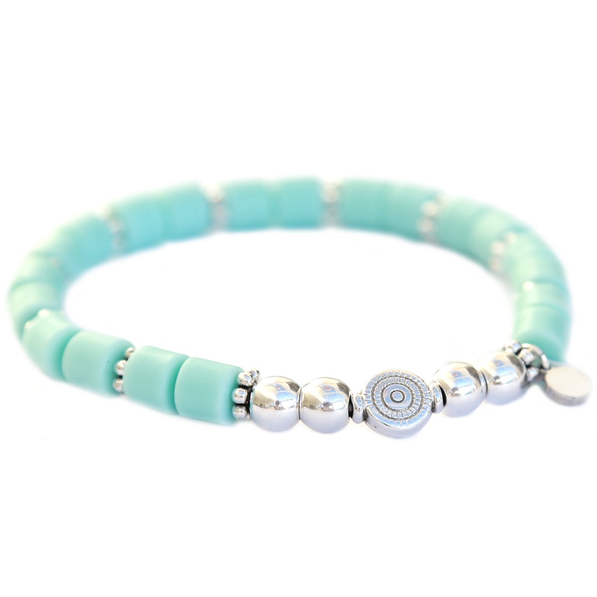Armband dolce light turquoise zilver