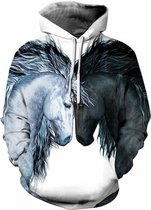 Hoodie paarden - 3XL - zwart/wit - vest - sweater - outdoortrui - trui - sweatshirt