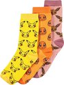 Pokémon Characters - Set van 3 paar sokken - 35/38 - Pikachu Eevee Charmander