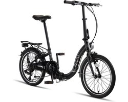 Pacto Six Vouwfiets Zwart Shimano 6v Lage Instap Aluminium Plooifiets Folding Bike