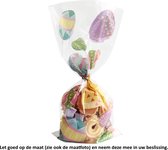 25x Uitdeelzakjes Paaseieren 12.5 x 27.5 cm - Pasen - Versierde Eieren - Easter Eggs - Cellofaan Plastic Traktatie Kado Zakjes - Snoepzakjes - Koekzakjes - Koekje - Cookie Bags