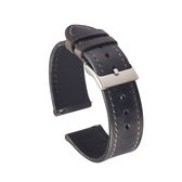 SmartphoneClip® Horlogeband - Vintage Leer - 22 mm - Zwart - Horlogebandjes
