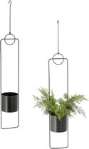 Bloempotten om op te hangen - Hangende plantenpot - 2 stuks - 88 cm hoog - Antraciet