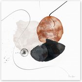 Poster / Papier - Reproduktie / Kunstwerk / Kunst / Abstract / - Wit / zwart / bruin / grijs - 120 x 120 cm