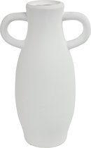 Countryfield Amphora kruik/vaas - wit terracotta - D12 x H20 cm - smalle opening