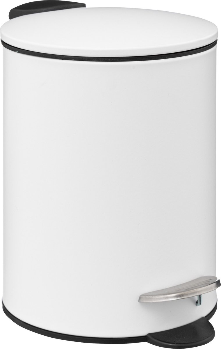 Goedkoopste 5Five Pedaalemmer - wit - metaal - 3L - 23 cm - soft close - voor badkamer en toilet