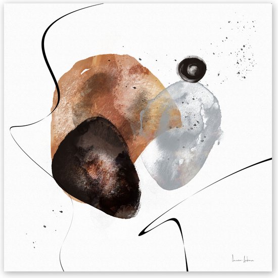 Poster / Papier - Reproduktie / Kunstwerk / Kunst / Abstract / - Wit / zwart / bruin / grijs - 80 x 80 cm