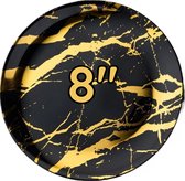 50 Marble design Herbruikbare feest borden 8" - goud en zwart Premium borden - verjaardag, feesten, bbq enz - wegwerp ronde borden