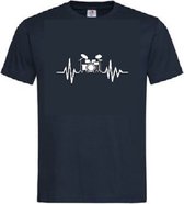 Grappig T-shirt - hartslag - heartbeat - drummen - drumstel - muziek - maat L