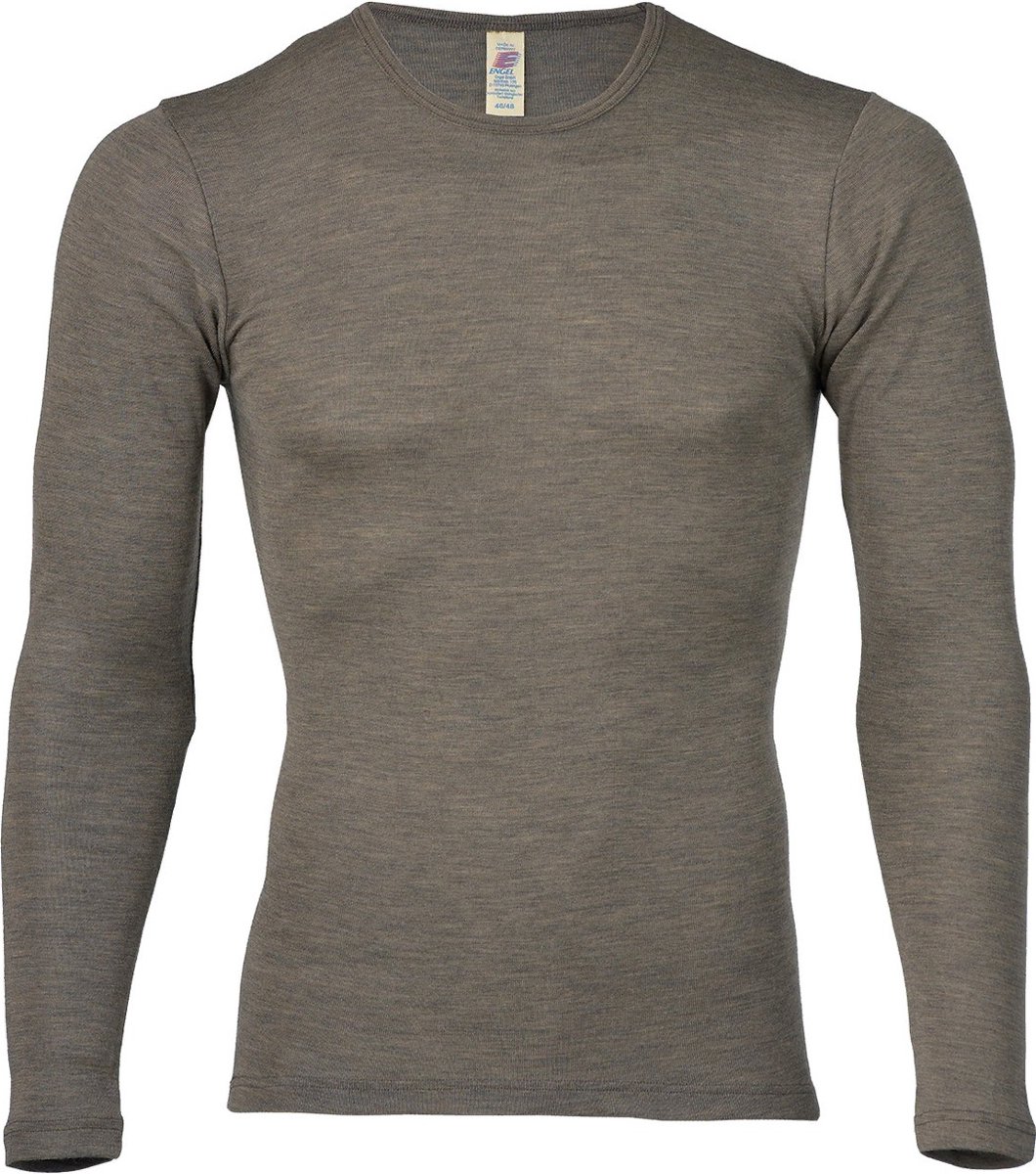 Engel Natur Heren Shirt Lange Mouw Zijde - Bio Merino Wol GOTS - walnut 46/48M