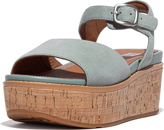 FitFlop Eloise Cork-Wrap Suede Back-Strap Wedge Sandals BLAUW - Maat 37
