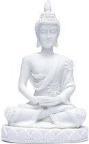 Boeddhabeeld Wit - Boeddha In Meditatie - 11 cm