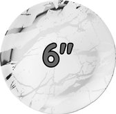 50 Marble design Herbruikbare feest borden 6" - Zilver en wit Premium borden - verjaardag, feesten, bbq enz - wegwerp ronde borden