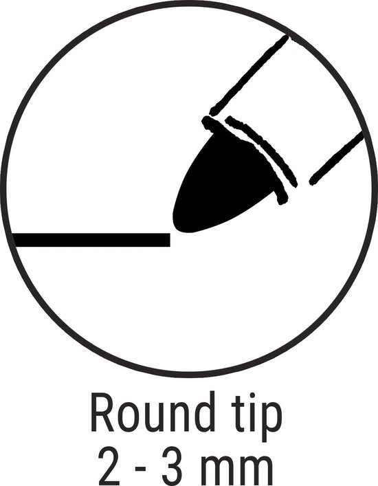 Illustratie van een ronde punt van een marker die op een oppervlak schrijft.