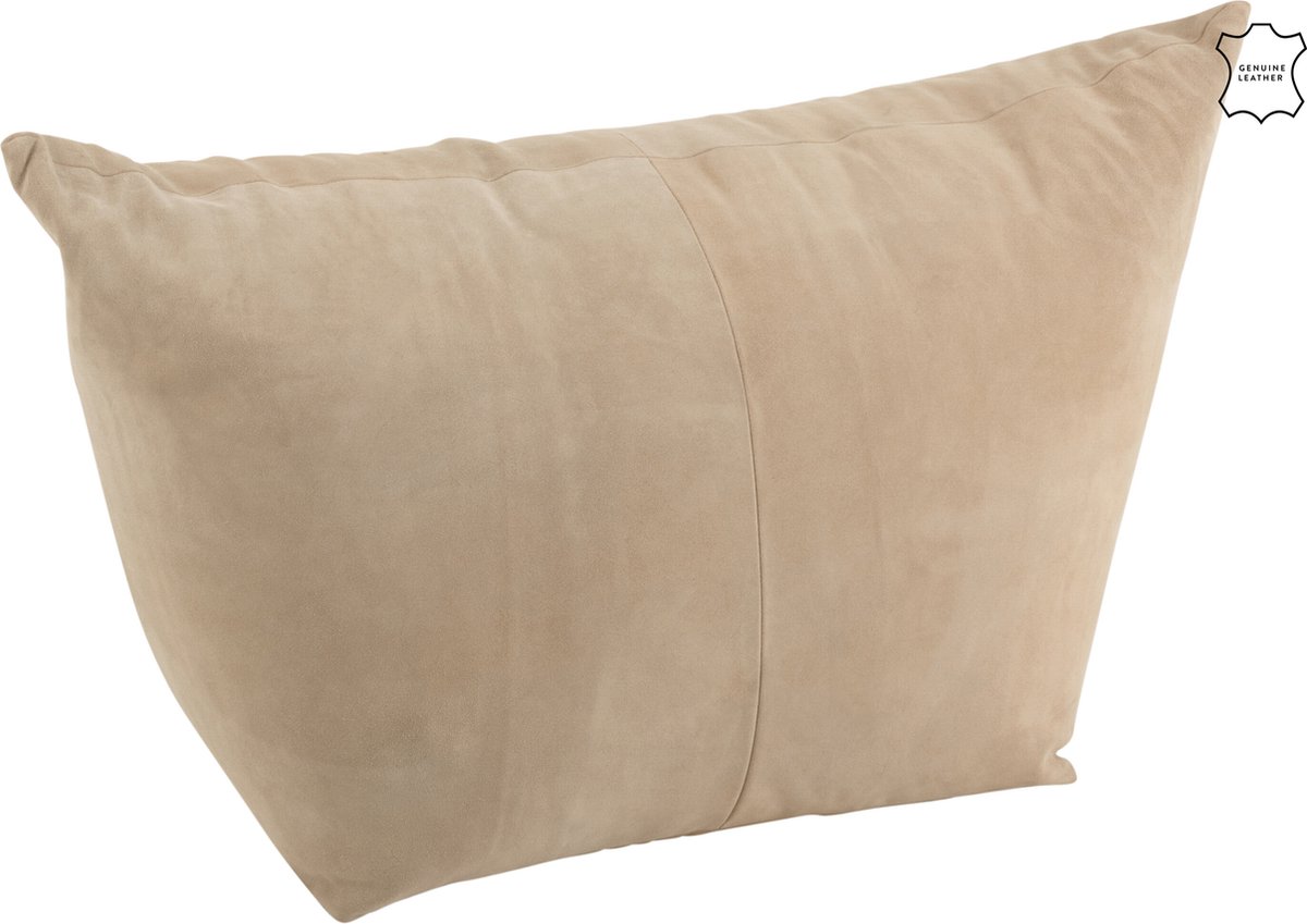 J-Line Poef Ava Laag Leder Beige