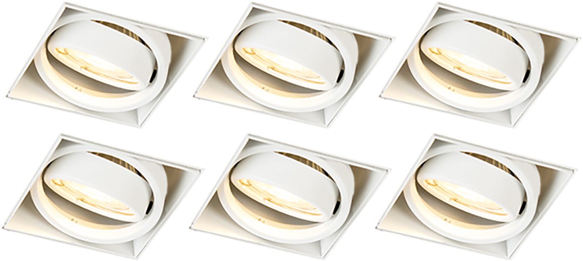 QAZQA oneon trimless 50 - Moderne Inbouwspot - 6 stuks - L 8.8 cm - Wit - Woonkamer | Slaapkamer | Keuken