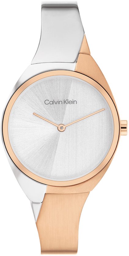 Calvin Klein CK25200237 Charming Dames Horloge - Mineraalglas - Staal - Rosé goudkleurig/Zilverkleurig - 30 mm breed - Quartz - Druksluiting