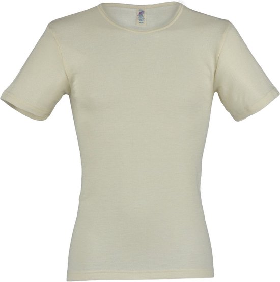 Engel Natur T-shirt Homme Soie - Laine Mérinos Bio GOTS blanc cassé 50/52L