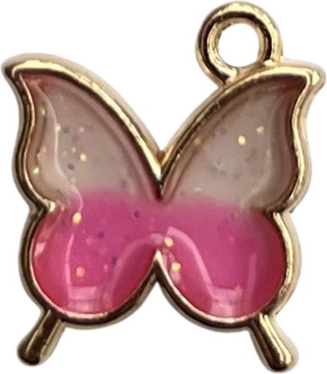 Haarbedel vlinder roze wit - Hair beads - Dreadlock sieraden - Haar bedels - Dreadlock kralen - Dreadlocks producten - Dreadlock beads - Dreadlock accessoiries - Dreadlock accesoires