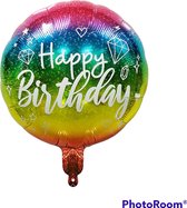 Regenboog Happy Birthday Folieballon