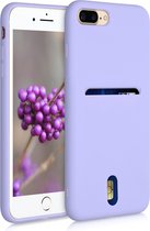 kwmobile telefoonhoesje geschikt voor Apple iPhone 7 Plus / iPhone 8 Plus - Zachte TPU case met kaarthouder en silicone coating - In pastel-lavendel