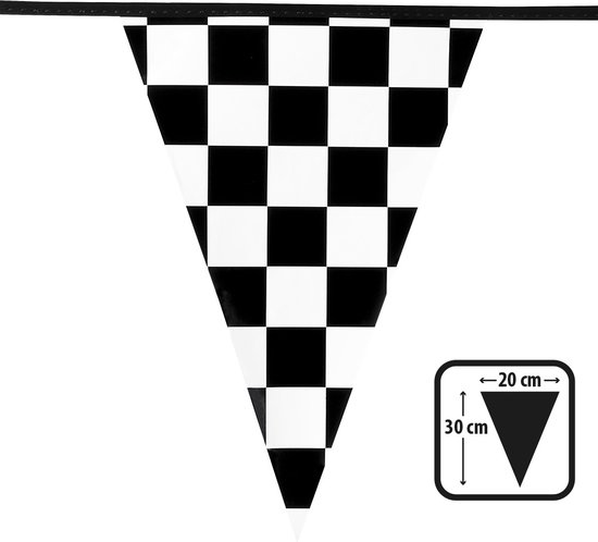Grote geblokte vlag met afmetingen 30x20cm.