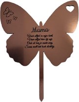 LBM gepersonaliseerde grafsteker vlinder - brons - 17 cm