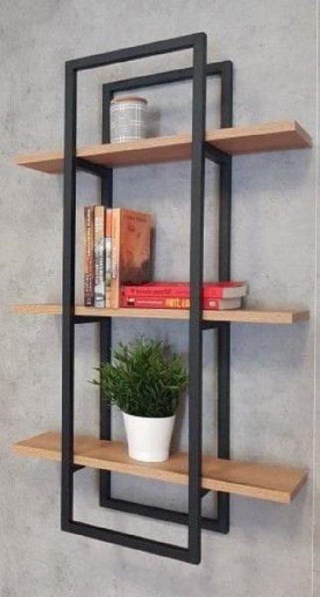 boekenkast Hout - Metaal - Industrieel - 50 cm |