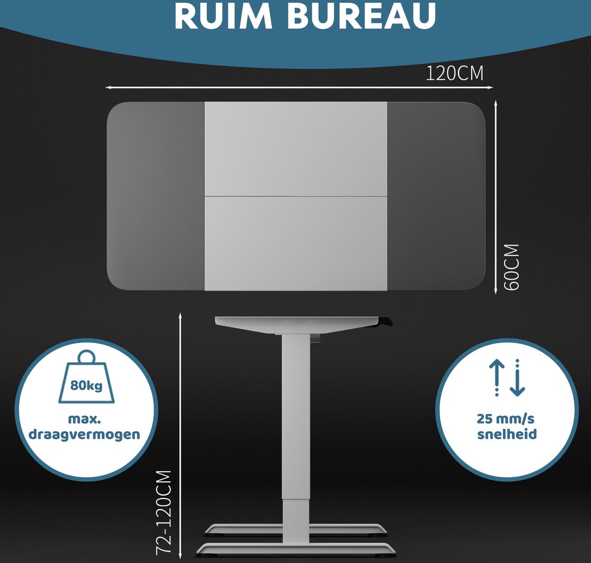 Ascenseur de bureau réglable en hauteur Albatros 2P11, 110 x 60 cm