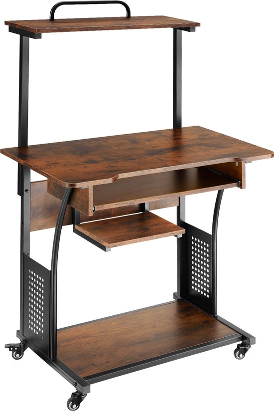 tectake® Houten hamsterkooi - Meerdere niveaus en klapdakrooster - Kijkvenster van kunststof - Incl. accessoires en uitneembare lade voor eenvoudig schoonmaken - 115 x 60 x 58 cm