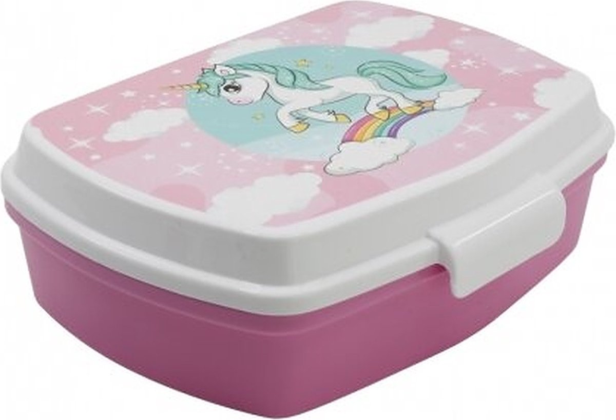 Unicorn Regenboog broodtrommel - Officieel gelicentieerd - 17x13 cm - Brooddoos - Lunchbox