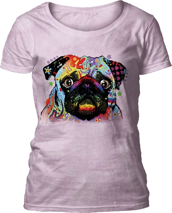 Ladies T-shirt Colorful Pug M
